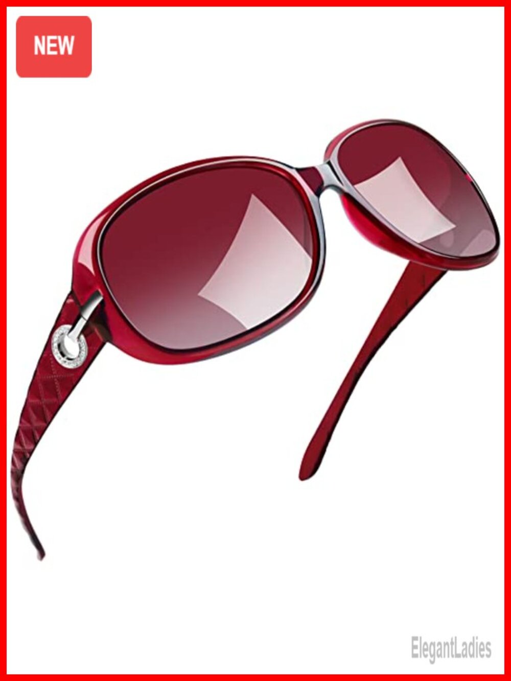 Oversized Polarized Rectangle Sunglasses UV Protection Rhinestone - Picture 1 of 6
